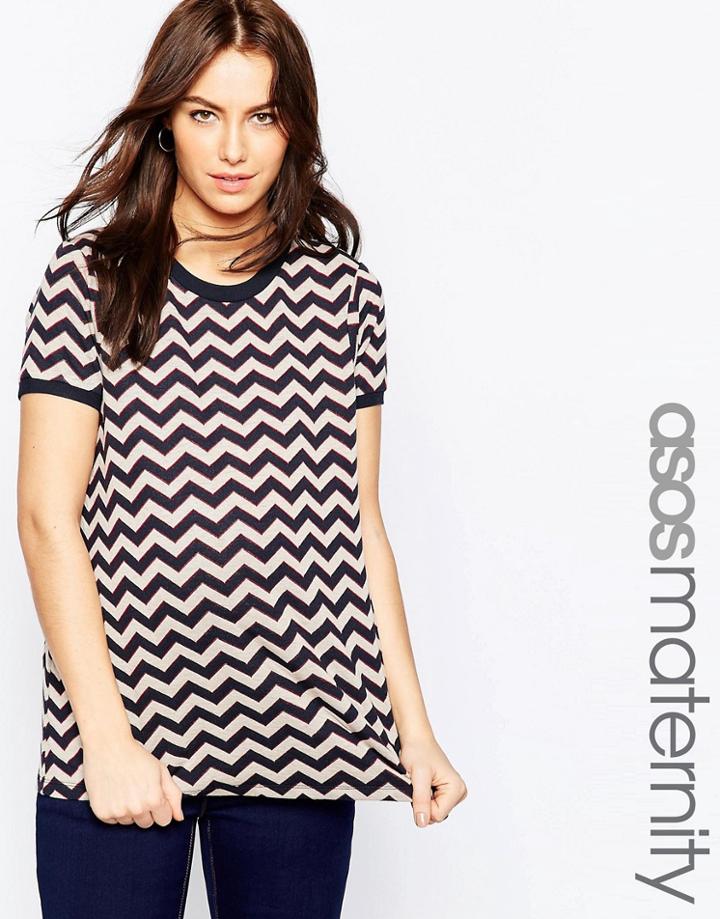 Asos Maternity Top In Zig Zag Print - Multi