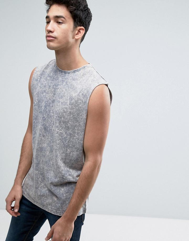 D-struct Acid Wash Raw Arm Tank - Blue