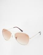 Asos Aviator Sunglasses In Gold And Brown - Gold