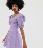 Collusion Mini Dress In Lilac Chambray - Purple