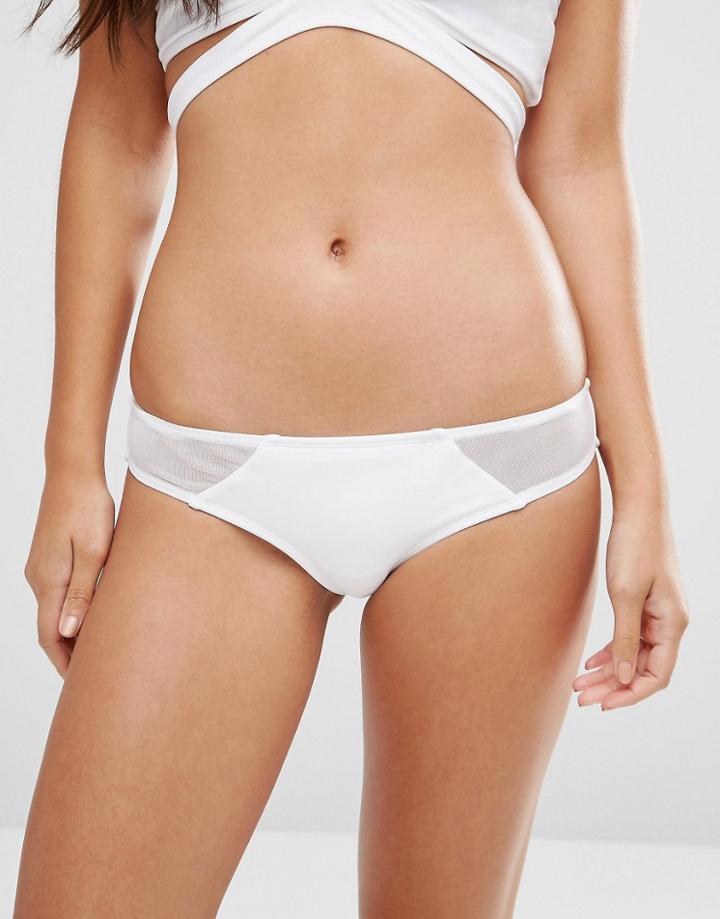 Asos Mesh Insert Bikini Bottom - White
