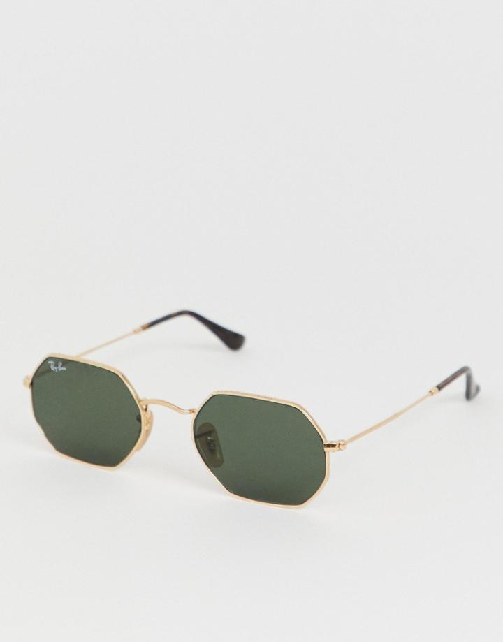 Ray-ban 0rb3556n Hexagonal Sunglasses-gold