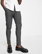Asos Design Super Skinny Smart Pants In Gray Pin Dot-grey