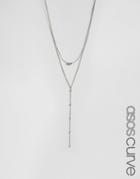 Asos Curve Ball Chain Multirow Necklace - Silver