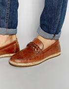 Asos Loafers In Tan Leather With Jute Wrap Sole - Tan