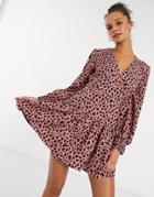 Influence Wrap Dress In Spot Print-pink