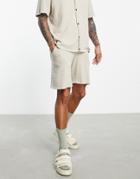 Bershka Knitted Short In Beige - Part Of A Set-neutral