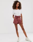 Abercrombie & Fitch Denim Shorts With Paperbag Waist - Orange