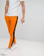 Only & Sons Joggers In Orange With Black Track Stripe - Orange