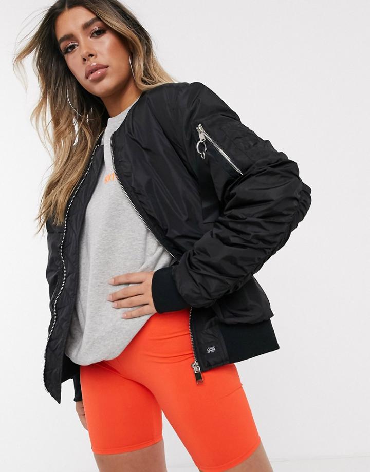 Sixth June Oversized Bomber Jacket With Ruching