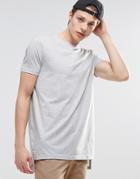 Asos Super Longline T-shirt With Step Hem And Side Splits In Gray Marl - Gray Marl