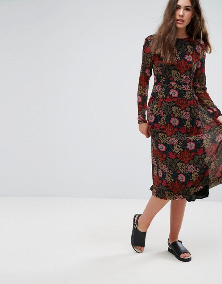 Pepe Jeans Peggy Burnt Floral Dress - Red