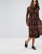 Pepe Jeans Peggy Burnt Floral Dress - Red