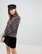 Influence Balloon Sleeve Floral High Neck Top - Multi