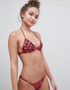 Bershka Bikini Bottom In Bright Leopard Print - Multi