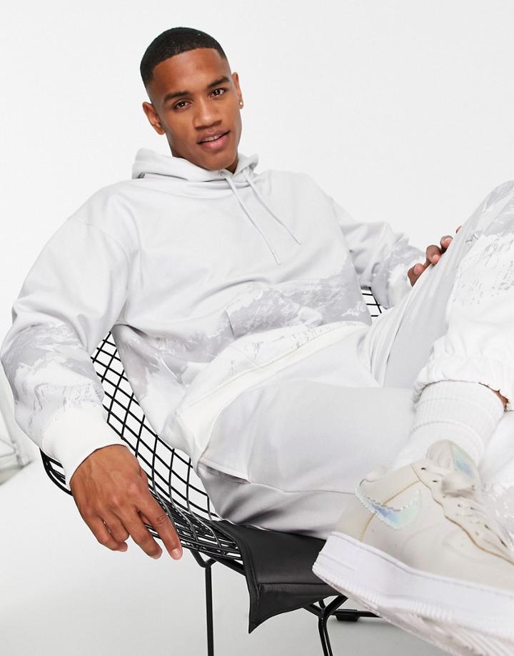 Topman Signature Mountain Print Hoodie-white