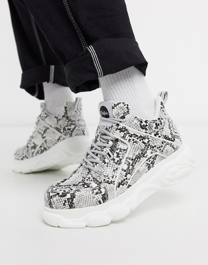 Buffalo Cloud Chunky Sole Sneakers In Snake Print-multi