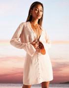 Asos Design Satin Shirt Mini Dress With Flared Cuff In Blush Pink