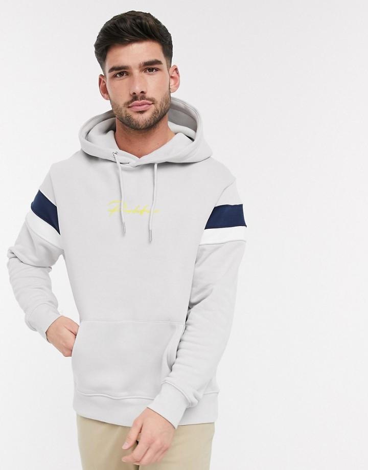 River Island Prolific Hoodie With Piping In Gray-grey