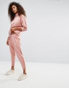 Puma High Waisted Sweat Pant With Sheer Panelling - Pink