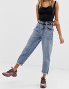 Bershka Mom Jean In Blue - Blue