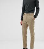 Asos Design Tall Wedding Skinny Suit Pants In Stone Micro Check