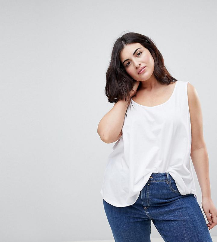 Asos Curve Tank In Swing Fit With Scoop Hem - White