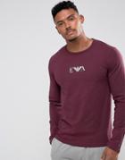 Emporio Armani Slim Fit Long Sleeve T-shirt In Burgundy - Purple
