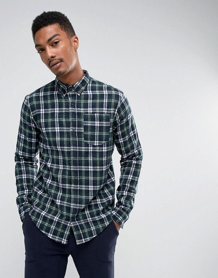 D-struct Flannel Check Shirt - Green