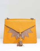 Skinnydip Exclusive Mustard Fold Over Tassel Detail Shoulder Bag - Yellow