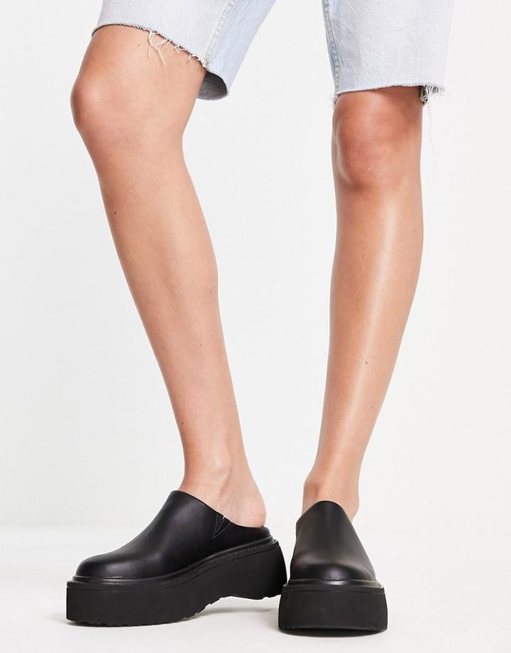 Asos Design Milo Chunky Flat Mules In Black