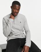 Polo Ralph Lauren Icon Logo Henley Long Sleeve Top In Dark Vintage Heather Gray-grey