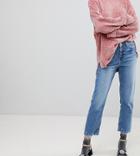 River Island Straight Leg Distressed Hem Jeans - Blue