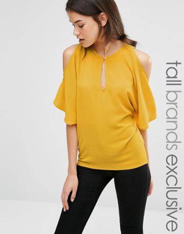 Alter Tall Cold Shoulder Floaty Blouse - Yellow