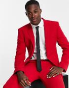 Asos Design Super Skinny Suit Jacket In Red