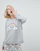 Asos Lounge Over It Rainbow Print Sweat Top - Gray