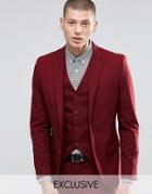 Only & Sons Skinny Suit Jacket With Stretch - Burgundy