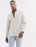 Asos Design Slim Fit Oxford Shirt In Ecru-beige