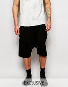 Unplugged Museum Drop Crotch Shorts With Zips - Black