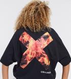 Collusion Unisex T-shirt With Flame Logo Print In Black