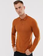 Asos Design Cotton Turtleneck Sweater In Brown