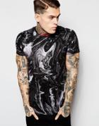 Religion T-shirt With All Over Marble Print - Black