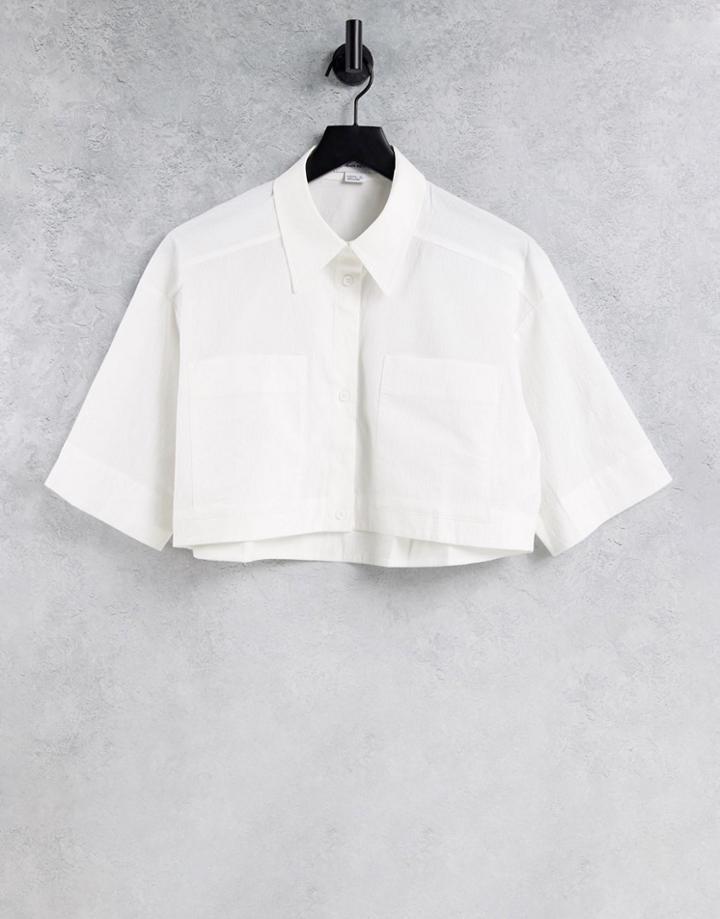 Urban Revivo Cropped Layer Detail Shirt In White
