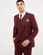 Asos Design Skinny Suit Jacket In Burgundy