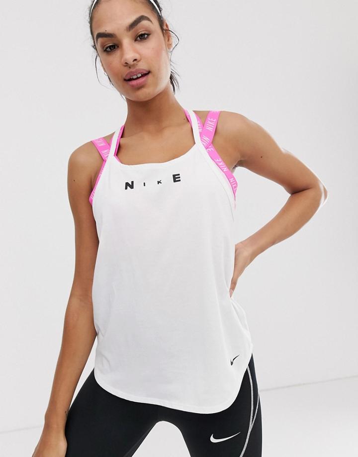 Nike Training Elastika Tank In White