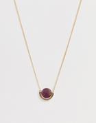 Asos Design Necklace With Semi-precious Agate Stone And Geo Bar In Gold Tone