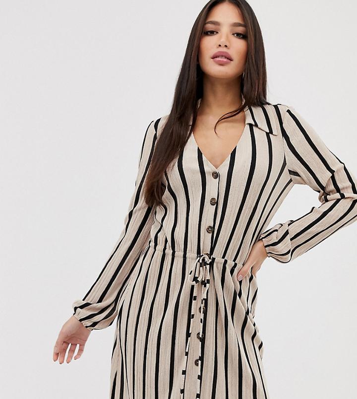 Asos Design Tall Mini Textured Shirt Dress In Stripe-multi