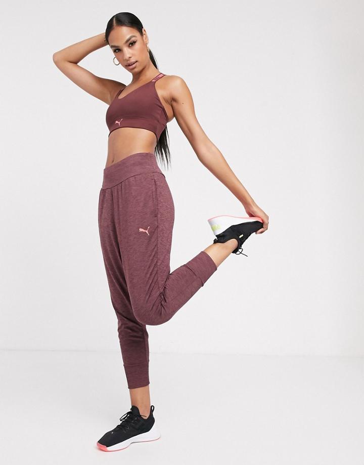 Puma Soft Sport Drapey Pants In Burgundy-red