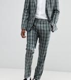Heart & Dagger Slim Suit Pants In Check - Green