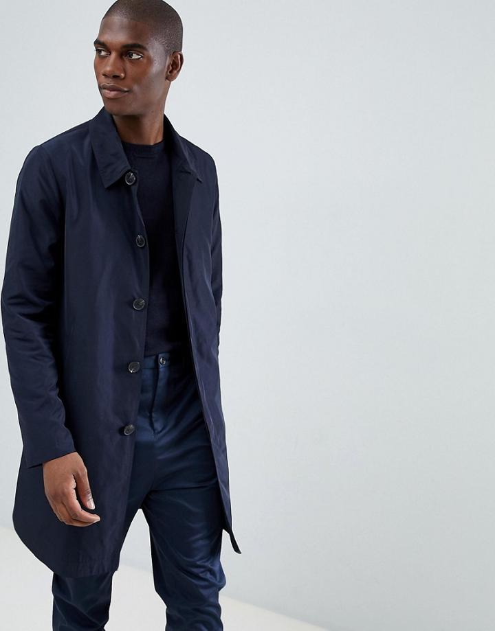 Asos Design Shower Resistant Trench Coat In Navy - Navy